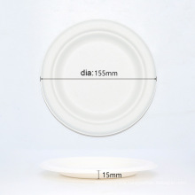 100% Biodegradable Eco-Friendly Sugarcane Bagasse Disposable 6′′ Round Plate